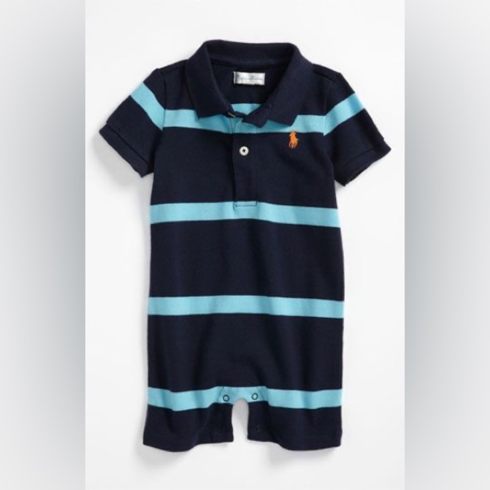 Ralph Lauren navy blue striped one piece romper 3 months